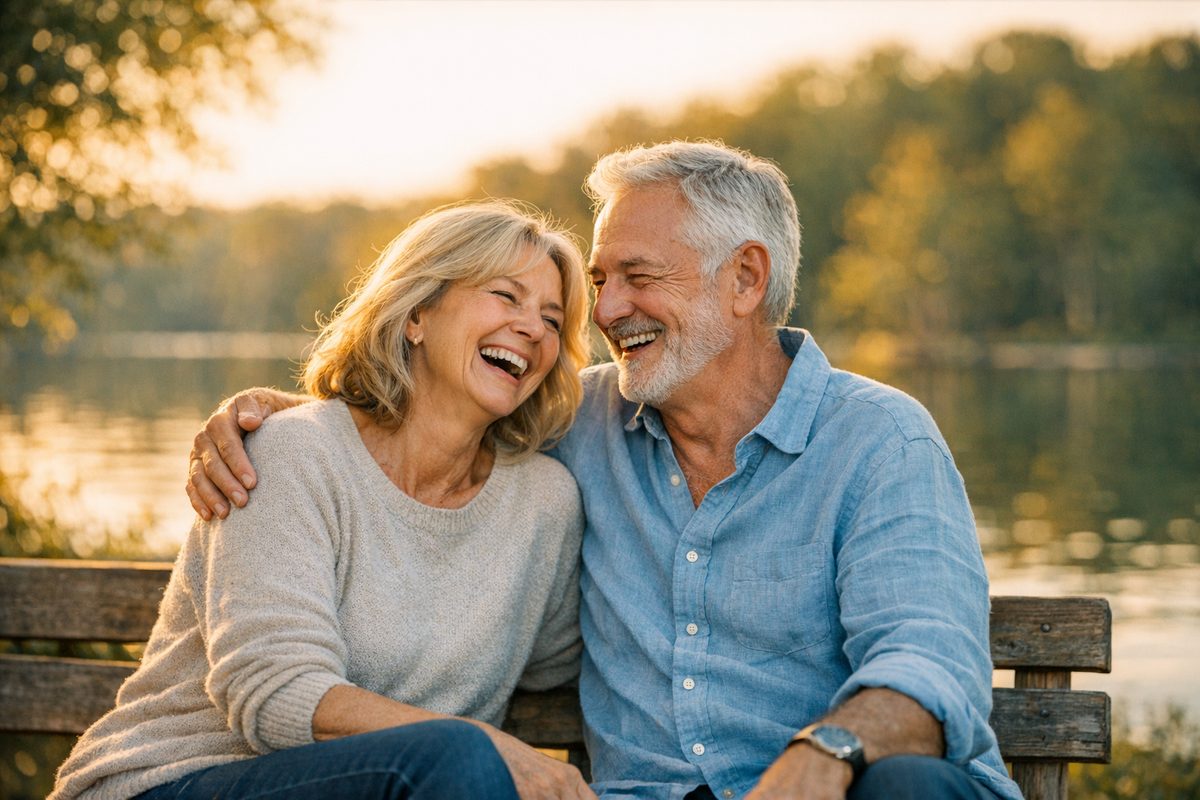 Happy retired couple outdoors
